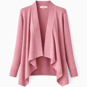 NWT LOFT Open Shawl Collar Long Cardigan Sweater in Dusty Rose | XS
